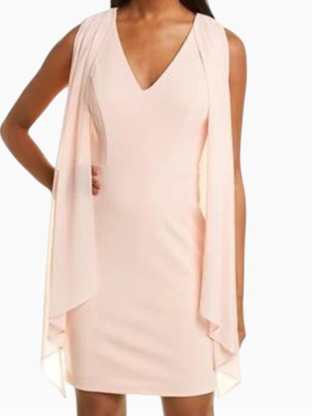 Vince Camuto Blush Pink V-Neck Sleeveless Cape Mini Dress 2